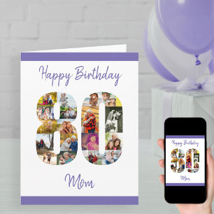 80th Birthday Mum Number 80 Photo Collage Big Card