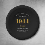80th Birthday Name 1944 Black Gold Elegant Chic<br><div class="desc">1944 Setting The Standards Paper Bowls: 80th Birthday Customisable Black Gold Elegant Chic Dining Ware. Celebrate a momentous milestone with our fully customisable 1944 Setting The Standards Paper Bowls. Embellished with an elegant black and gold design, these bowls add a luxe touch to the celebration. Ideal for snacks, dessert or...</div>