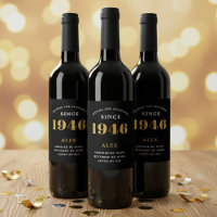 80th Birthday Name 1946 Black Gold Elegant Chic