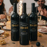 80th Birthday Name 1946 Black Gold Elegant Chic