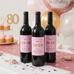 80th Birthday Name 1946 Pink Gold Elegant Chic Wine Label<br><div class="desc">1946 Vintage 80th Birthday Pink & Gold Elegant Wine Label. Celebrate your milestone with our exclusive 1946 Vintage 80th birthday wine label. The meticulously designed label with stunning pink and gold hues effortlessly enhances the visual appeal of your favourite wine. The year 1946, prominently featured on the label, adds a...</div>