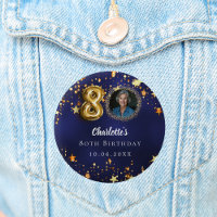 80th birthday navy blue gold stars photo
