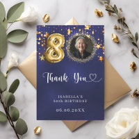 80th birthday navy blue gold stars photo