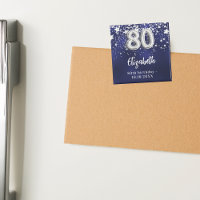 80th birthday navy blue silver stars