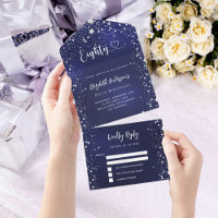 80th Birthday navy blue silver stars rsvp