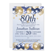 80th Birthday Navy Gold Balloons Party