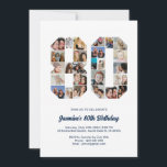 80th Birthday Number 80 Custom Photo Collage Invitation<br><div class="desc">Celebrate momentous 80th Birthday with this cute invitation. It's a personalised photo collage invite that allows you to create a truly unique and memorable design. This customisable template lets you insert your own cherished photos, capturing the precious moments of your life. This invitation is perfect for commemorating your eightieth birthday....</div>