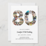 80th Birthday Number 80 Custom Photo Collage Invitation<br><div class="desc">Mark eighty years of wonderful memories and adventures with this captivating 80th Birthday Number Photo Collage. This customisable template is the perfect blend of creativity and sentiment, allowing you to create a truly memorable gift for your loved one's special day. Capture the essence of incredible years in a single masterpiece...</div>