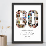 80th Birthday Number 80 Custom Photo Collage Poster<br><div class="desc">Celebrate 80th birthday with this personalised number 80 photo collage poster. This customisable gift is also perfect for wedding anniversary. It's a great way to display precious memories from your wedding and married life. The poster features a collage of photos capturing those special moments, and it can be customised with...</div>