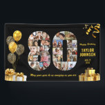 80th Birthday Number 80 Photo Collage Black Gold Banner<br><div class="desc">Make a big statement on their big day with this Custom Photo Collage Birthday Party Banner. Turn your favorite memories into a stunning visual celebration. Featuring a bold number-shaped photo collage, this design allows you to showcase a lifetime of highlights or the best moments from the past year. Whether it’s...</div>