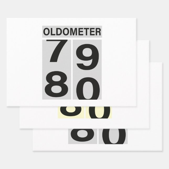 80th Birthday Oldometer Wrapping Paper Sheet (Set)