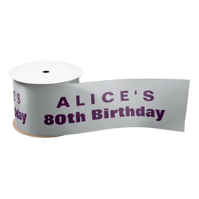 80th Birthday or ANY YEAR Custom Colour G09 PURPLE Satin Ribbon (Spool)