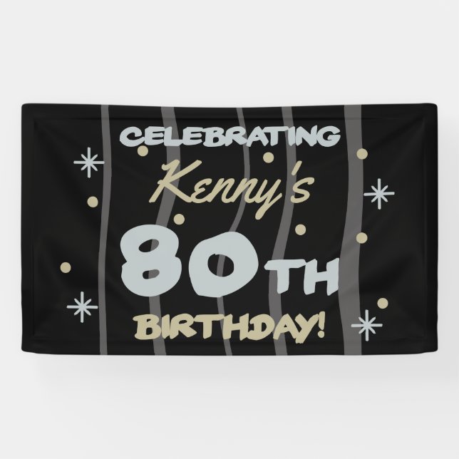 80th Birthday Party Add Your Name Banner (Horizontal)