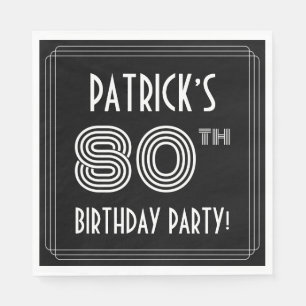 80th Birthday Party: Art Deco Style + Custom Name Napkin
