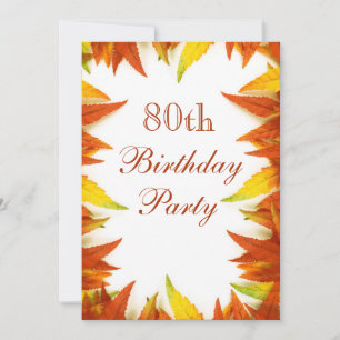 80th Birthday Party Autumn/Fall Leaves Invitation