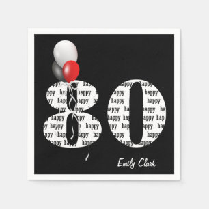 80th birthday party balloons napkin