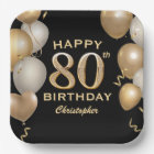 80th Birthday Party Black and Gold Balloons