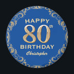 80th Birthday Party Blue and Gold Glitter Frame Magnet<br><div class="desc">80th Birthday Party Blue and Gold Glitter Frame Magnet. For further customisation,  please click the "Customise it" button and use our design tool to modify this template.</div>