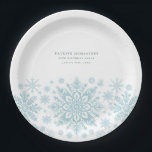 80th Birthday Party Blue White Snowflake Custom Paper Plate<br><div class="desc">Very elegant blue watercolor snowflakes create a pretty border along the bottom of this birthday custom paper plate. Modern and minimalist design has an open and airy feel. The contemporary aesthetic will appeal to people of all ages.</div>