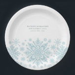 80th Birthday Party Blue White Snowflake Custom Paper Plate<br><div class="desc">Very elegant blue watercolor snowflakes create a pretty border along the bottom of this birthday custom paper plate. Modern and minimalist design has an open and airy feel. The contemporary aesthetic will appeal to people of all ages.</div>
