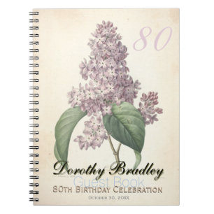 80th Birthday Party Botanical Lilac Guest Book