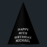 80th Birthday Party Celebration Black Adult Party Hat<br><div class="desc">Black and white celebration,  80th Birthday party hats.</div>