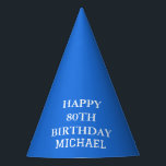 80th Birthday Party Celebration Blue Adult Party Hat<br><div class="desc">Blue and white celebration,  80th Birthday party hats.</div>