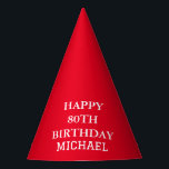 80th Birthday Party Celebration Red Adult Hat<br><div class="desc">Red and white,  modern,  celebration,  80th Birthday party hats.</div>