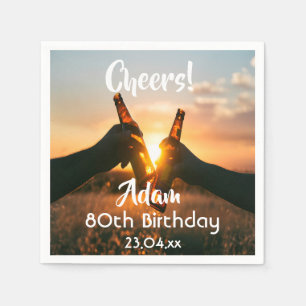 80th birthday party cheers beer guys men napkin