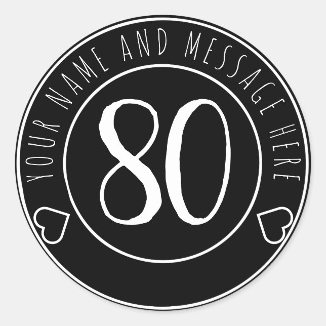 80th Birthday Party Cool Classic Round Sticker (Front)
