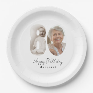 80th Birthday Party Custom Photo  Paper Plate