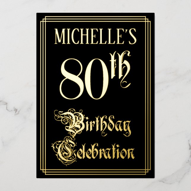 80th Birthday Party — Fancy Script & Custom Name (Front)