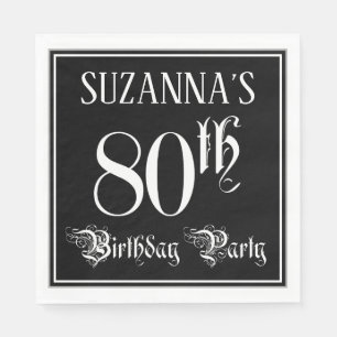 80th Birthday Party — Fancy Script + Custom Name Napkin