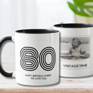 80th Birthday Party Favor Vintage Year Mug