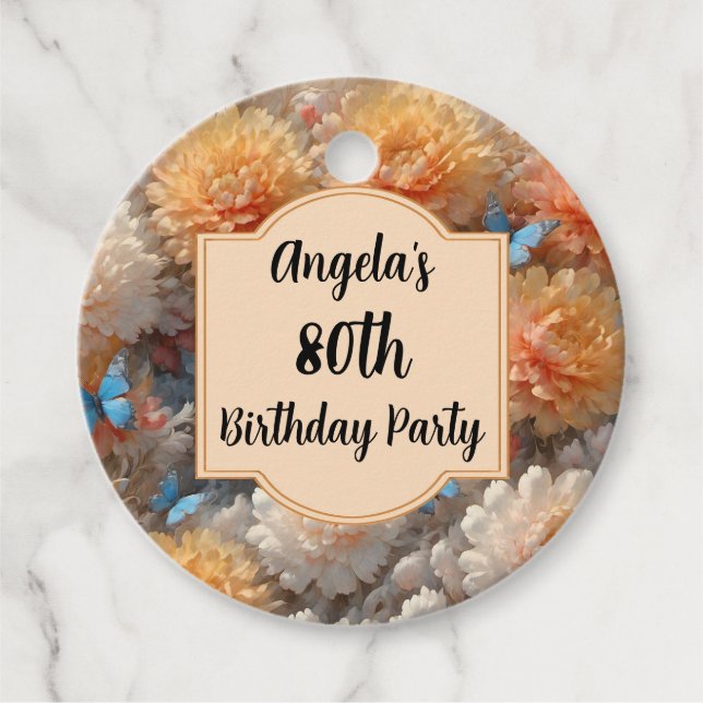 80th Birthday Party Favour Tags (Front)