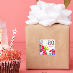 80th birthday party floral flower bouquet stickers