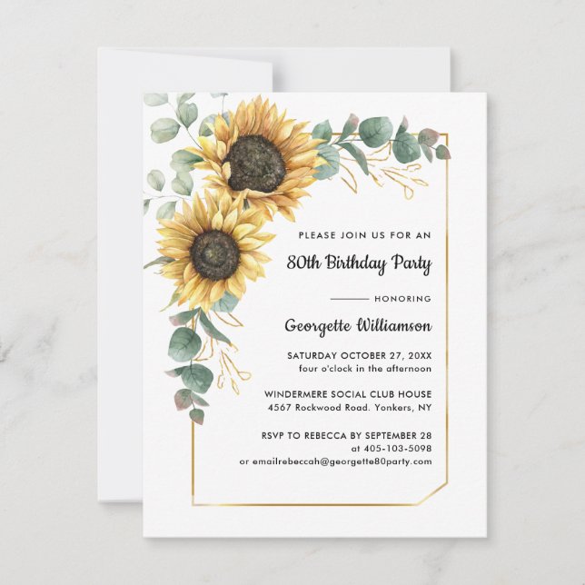 80th Birthday Party Floral Invitation (Front)