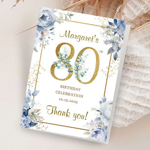 80th Birthday Party Folded Thank You Cards