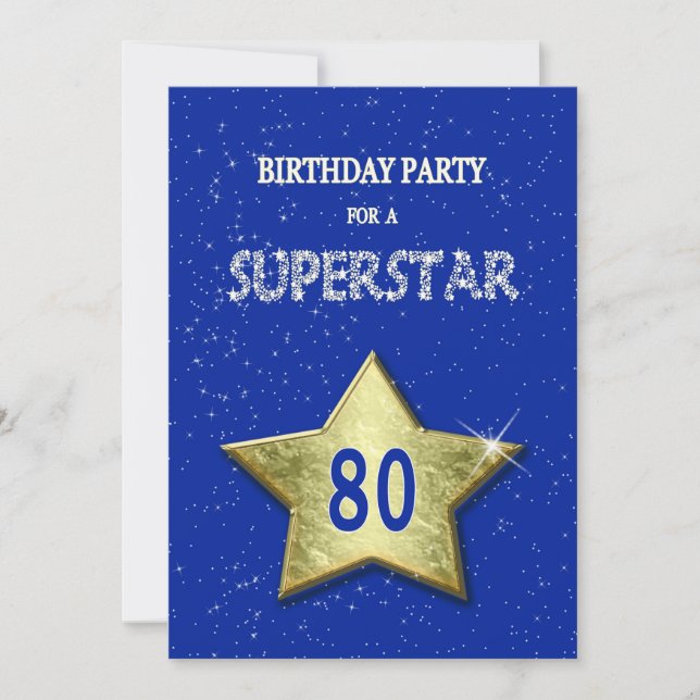 80th Birthday Party for a Superstar Invitation (Front)