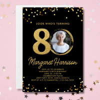 80th Birthday Party Gold Glitter Confetti Photo