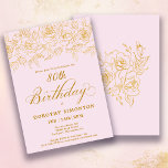 80th Birthday Party Gold Rose Floral Blush Pink Invitation<br><div class="desc">Elegant open line gold roses create the perfect top border. The blush pink background gives in a feminine aesthetic and the calligraphy adds a luxe touch. This invitation is part of the Luxe Gold Rose Collection. It contains templates for birthday suite stationery,  welcome signs and party decorations.</div>