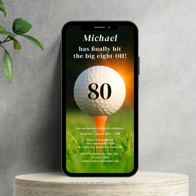 80th Birthday Party Golf Eighty Photo QR Code Invitation (Creator Uploaded)