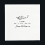 80th Birthday Party Golf Theme Editable Napkin<br><div class="desc">Elegant black and white custom birthday napkins for a golfer. The top of is decorated with golf accessories - a golf club, golf ball, hat and gloves. The watercolor design creates a traditional and classic aesthetic. Perfect for a birthday bash at the club or a backyard BBQ. All of the...</div>