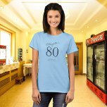 80th Birthday Party Grey Script Blue T-Shirt<br><div class="desc">Turning 80 is a milestone worth celebrating! Discover how our Grey Script Blue 80th Birthday Party T-Shirt effortlessly combines style and comfort, making it the perfect attire to mark this special occasion. Whether you're hosting a party or attending as a guest, this must-have shirt will keep you looking cool and...</div>