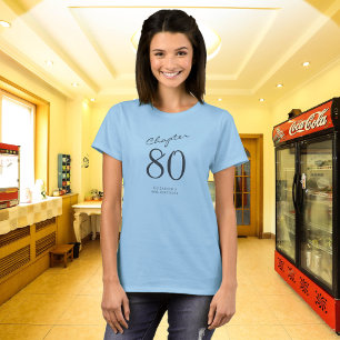 80th Birthday Party Grey Script Blue T-Shirt