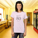 80th Birthday Party Grey Script Pink T-Shirt<br><div class="desc">Turning 80 is a milestone worth celebrating! Discover how our Grey Script Pink 80th Birthday Party T-Shirt effortlessly combines style and comfort, making it the perfect attire to mark this special occasion. Whether you're hosting a party or attending as a guest, this must-have shirt will keep you looking cool and...</div>