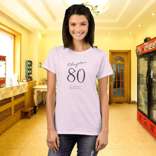 80th Birthday Party Grey Script Pink T-Shirt