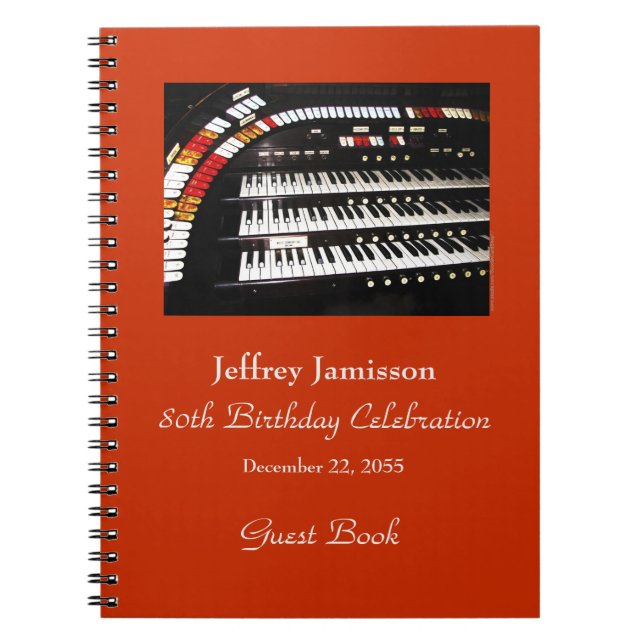 80th Birthday Party Guest Book, Antique Organ Notebook (Front)