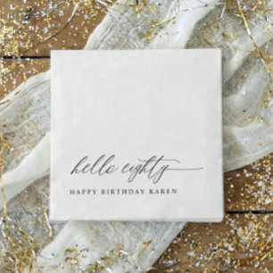 80th Birthday Party Hello 80 Modern Milestone Napkin