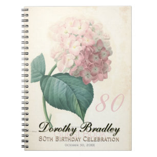 80th Birthday Party Hydrangea Custom Guest Book